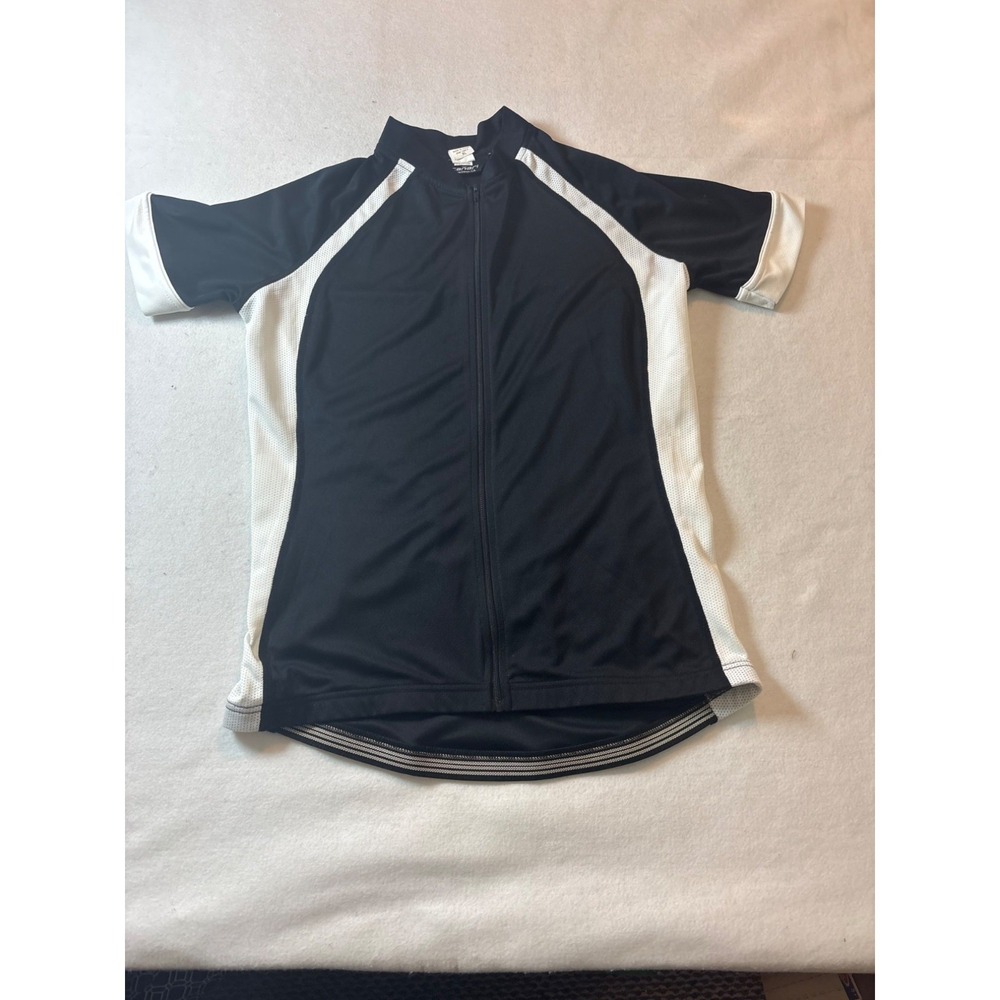 Canari Cycling Jersey Womens XL Black White Full Zip Short Sleeve Excellent